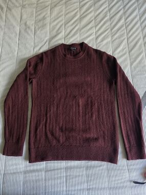 Banana Republic Men's Ribbed Cable Crewneck Jumper Sweater - Burgundy